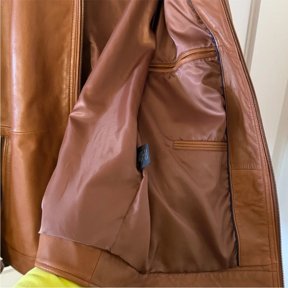 Roundtree & Yorke Men's tan brown Leather Jacket XL - Picture 4 of 7